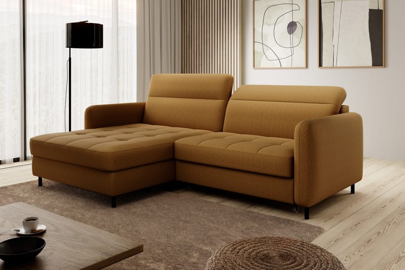Manoti 3-sits Bäddsoffa m. Divan med Förvaring Gul - Möbler - Vardagsrum - Bäddsoffor