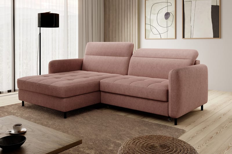 Manoti 3-sits Bäddsoffa m. Divan med Förvaring Rosa - Möbler - Vardagsrum - Bäddsoffor
