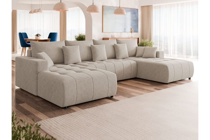 Mardon Bäddsoffa Dubbeldivan 4-sits - Beige - Möbler - Vardagsrum - Bäddsoffor - U bäddsoffa