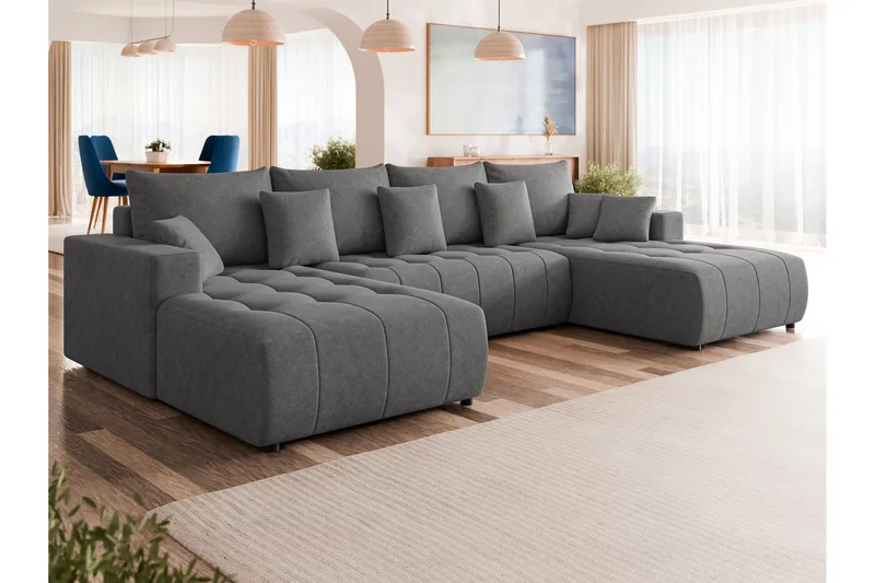 Mardon Bäddsoffa Dubbeldivan 4-sits - Grå - Möbler - Vardagsrum - Bäddsoffor - U bäddsoffa