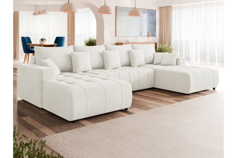Mardon Bäddsoffa Dubbeldivan 4-sits - Vit - Möbler - Vardagsrum - Bäddsoffor - U bäddsoffa
