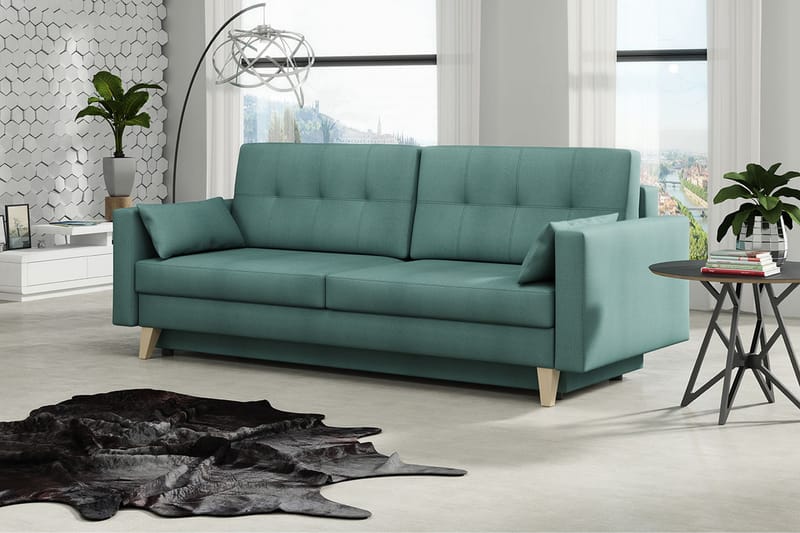 Marina Bäddsoffa 225x100x90 cm - Turkos - Möbler - Vardagsrum - Bäddsoffor - 4-sits bäddsoffa