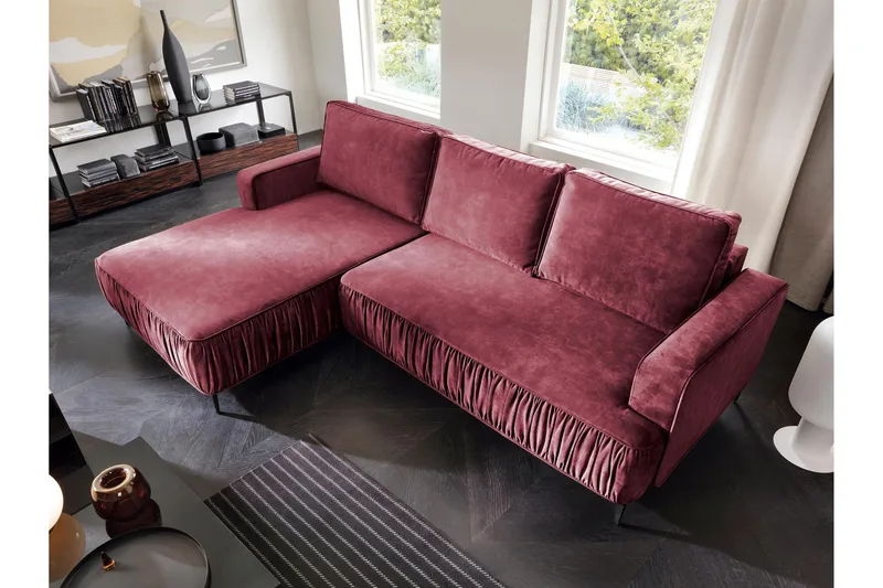 Marisana Bäddsoffa m. Divan 3-sits - Rosa - Möbler - Vardagsrum - Bäddsoffor