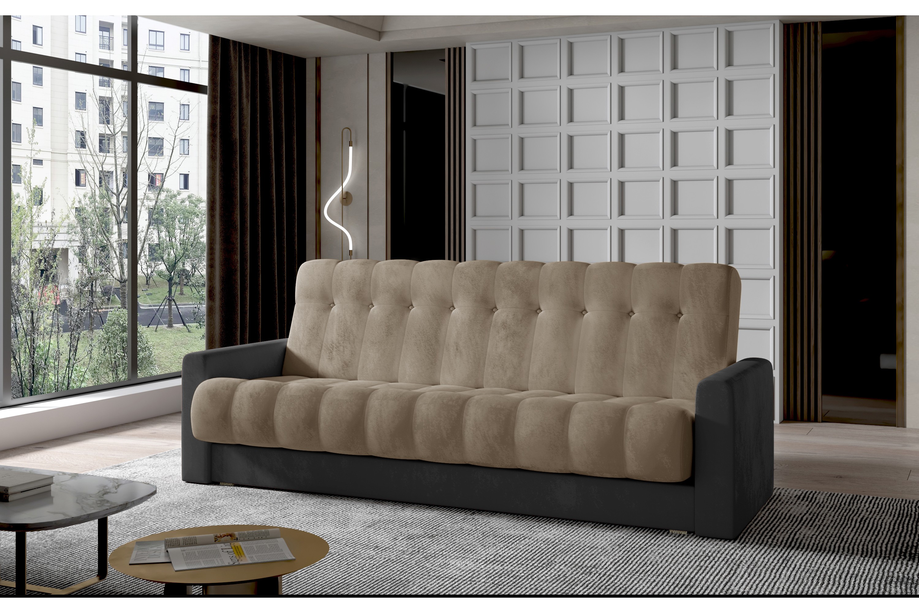 masin bäddsoffa grå -