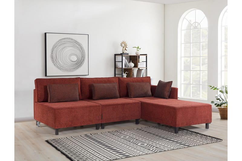 Matris 4-sits Bäddsoffa med Divan - Röd - Möbler - Vardagsrum - Bäddsoffor