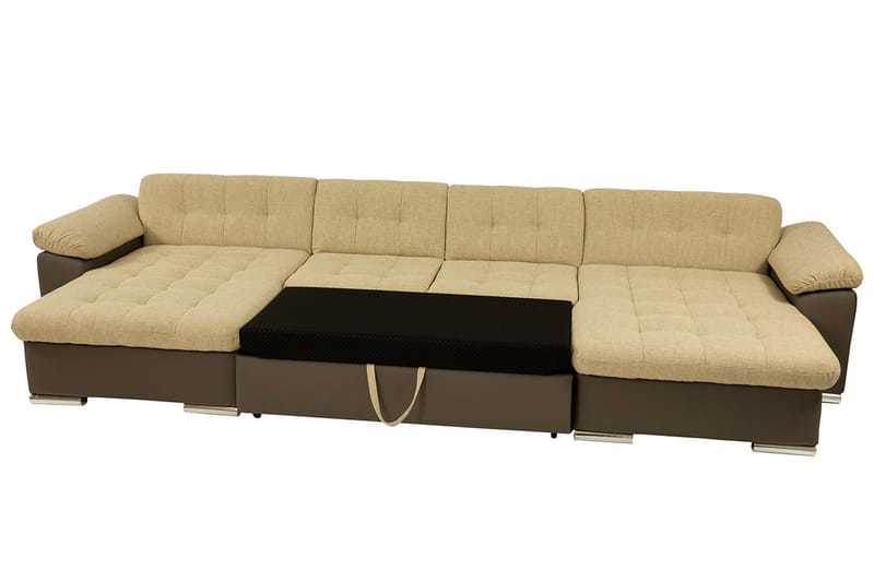 MAURIN Bäddsoffa Dubbeldivan 4-sits 315x130 cm U-formad - Svart - U bäddsoffa - Bäddsoffor