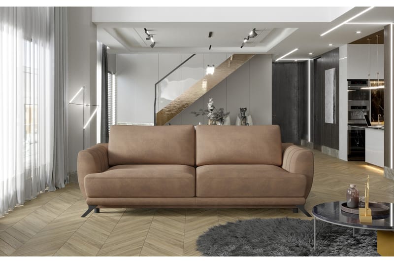 MEGEVE 3-sits Bäddsoffa Ljusbrun - Möbler - Vardagsrum - Bäddsoffor