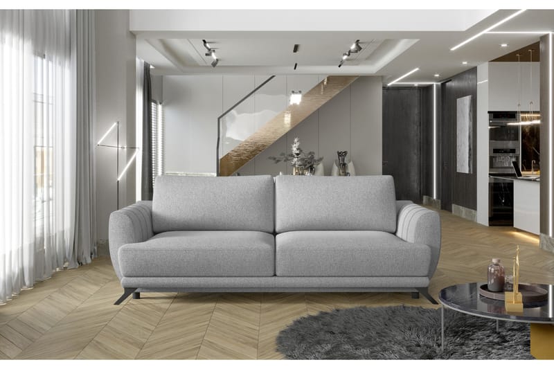 MEGEVE 3-sits Bäddsoffa Ljusgrå - Möbler - Vardagsrum - Bäddsoffor