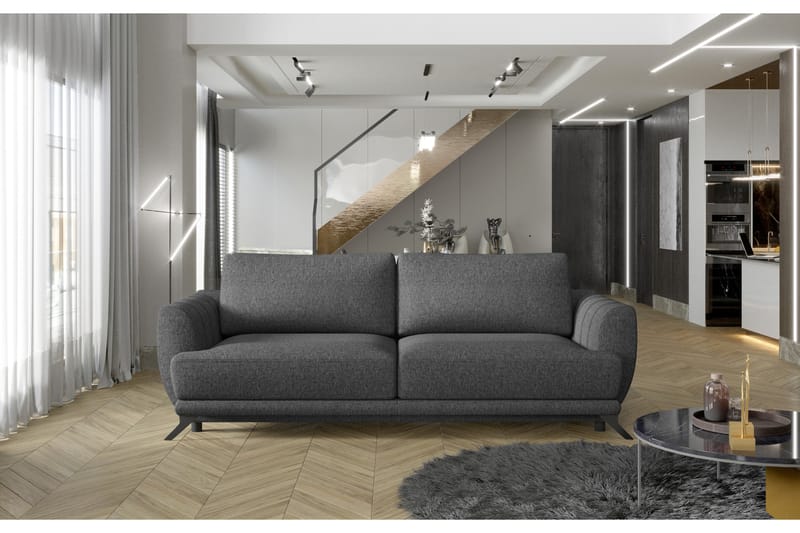 MEGEVE 3-sits Bäddsoffa Mörkgrå - Möbler - Vardagsrum - Bäddsoffor