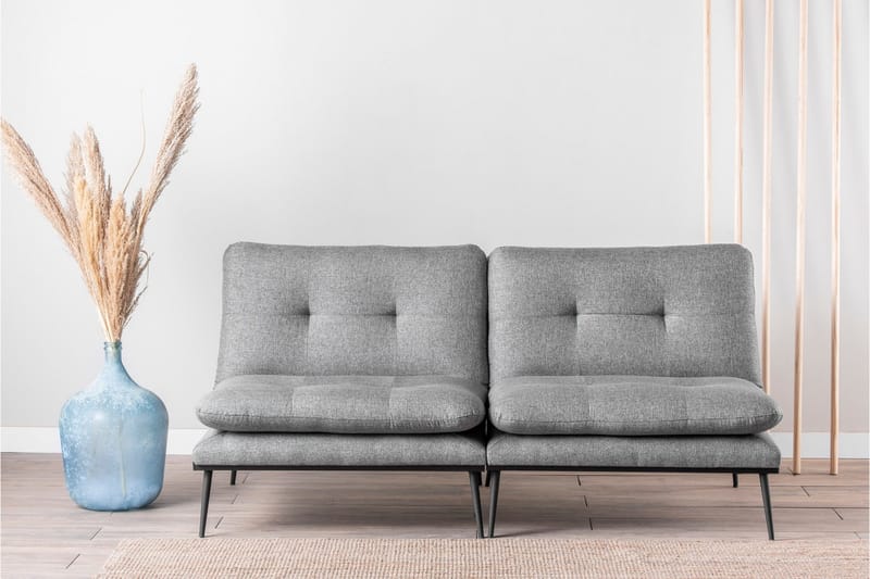 Mezonzo 2-sits Rektangulär Knappad Bäddsoffa i Tyg med Metallben - Grå - Möbler - Vardagsrum - Bäddsoffor