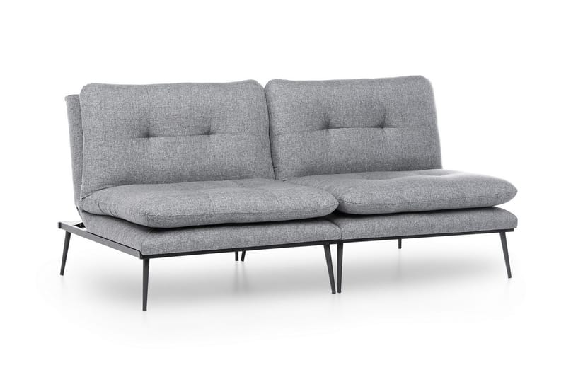 Mezonzo 2-sits Rektangulär Knappad Bäddsoffa i Tyg med Metallben - Grå - Möbler - Vardagsrum - Bäddsoffor