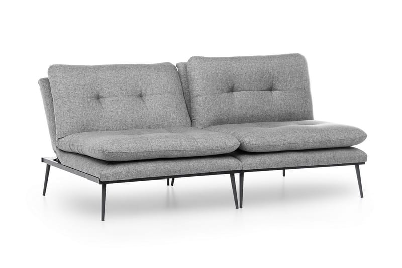 Mezonzo 2-sits Rektangulär Knappad Bäddsoffa i Tyg med Metallben - Grå - Möbler - Vardagsrum - Bäddsoffor