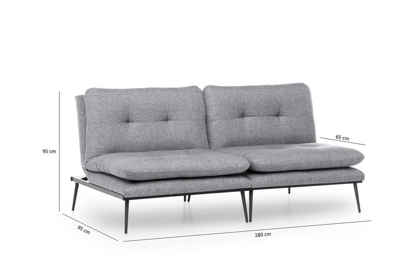 Mezonzo 2-sits Rektangulär Knappad Bäddsoffa i Tyg med Metallben - Grå - Möbler - Vardagsrum - Bäddsoffor