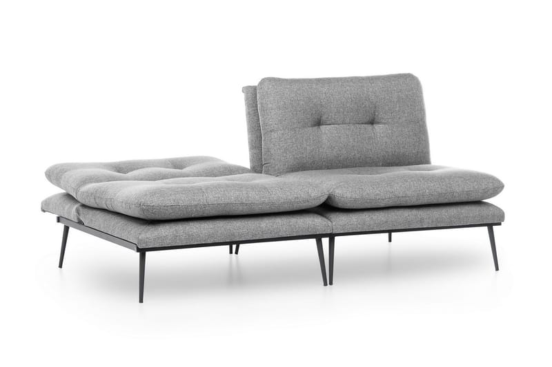 Mezonzo 2-sits Rektangulär Knappad Bäddsoffa i Tyg med Metallben - Grå - Möbler - Vardagsrum - Bäddsoffor