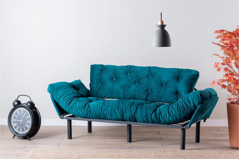 Mezonzo 3-sits Längsbäddad Bäddsoffa Fällbar 70x225 cm i Tyg - Grön - Möbler - Vardagsrum - Bäddsoffor