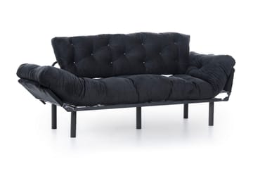 Mezonzo 3-sits Längsbäddad Bäddsoffa Fällbar 70x225 cm i Tyg - Svart - Möbler - Vardagsrum - Bäddsoffor