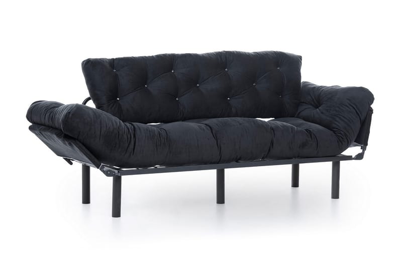 Mezonzo 3-sits Längsbäddad Bäddsoffa Fällbar 70x225 cm i Tyg - Svart - Möbler - Vardagsrum - Bäddsoffor