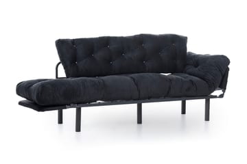 Mezonzo 3-sits Längsbäddad Bäddsoffa Fällbar 70x225 cm i Tyg - Svart - Möbler - Vardagsrum - Bäddsoffor