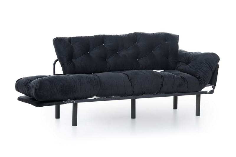 Mezonzo 3-sits Längsbäddad Bäddsoffa Fällbar 70x225 cm i Tyg - Svart - Möbler - Vardagsrum - Bäddsoffor
