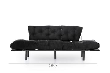 Mezonzo 3-sits Längsbäddad Bäddsoffa Fällbar 70x225 cm i Tyg - Svart - Möbler - Vardagsrum - Bäddsoffor