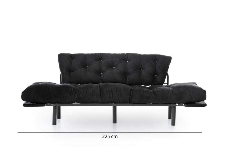 Mezonzo 3-sits Längsbäddad Bäddsoffa Fällbar 70x225 cm i Tyg - Svart - Möbler - Vardagsrum - Bäddsoffor