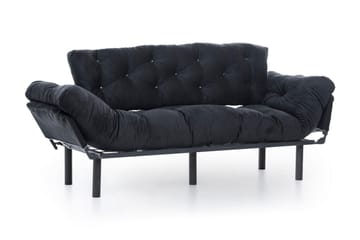 Mezonzo 3-sits Längsbäddad Bäddsoffa Fällbar 70x225 cm i Tyg - Svart - Möbler - Vardagsrum - Bäddsoffor