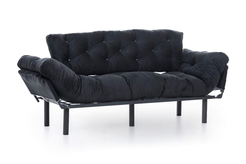 Mezonzo 3-sits Längsbäddad Bäddsoffa Fällbar 70x225 cm i Tyg - Svart - Möbler - Vardagsrum - Bäddsoffor