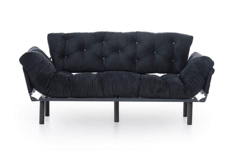 Mezonzo 3-sits Längsbäddad Bäddsoffa Fällbar 70x225 cm i Tyg - Svart - Möbler - Vardagsrum - Bäddsoffor