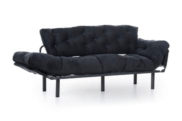 Mezonzo 3-sits Längsbäddad Bäddsoffa Fällbar 70x225 cm i Tyg - Svart - Möbler - Vardagsrum - Bäddsoffor