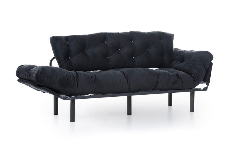 Mezonzo 3-sits Längsbäddad Bäddsoffa Fällbar 70x225 cm i Tyg - Svart - Möbler - Vardagsrum - Bäddsoffor