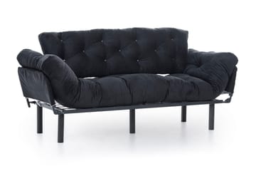 Mezonzo 3-sits Längsbäddad Bäddsoffa Fällbar 70x225 cm i Tyg - Svart - Möbler - Vardagsrum - Bäddsoffor