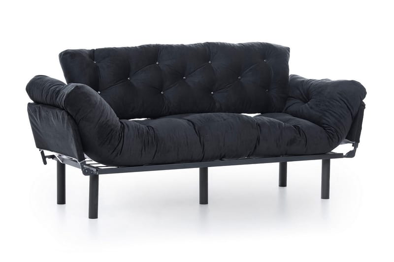 Mezonzo 3-sits Längsbäddad Bäddsoffa Fällbar 70x225 cm i Tyg - Svart - Möbler - Vardagsrum - Bäddsoffor