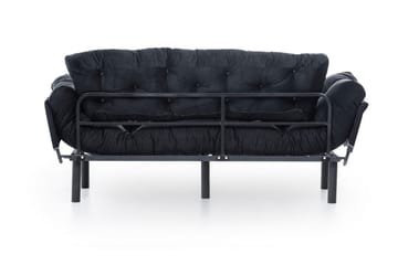 Mezonzo 3-sits Längsbäddad Bäddsoffa Fällbar 70x225 cm i Tyg - Svart - Möbler - Vardagsrum - Bäddsoffor