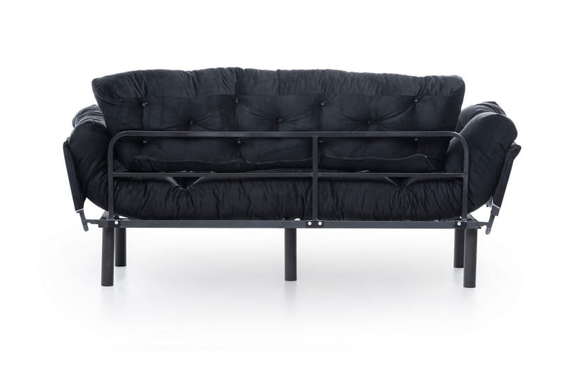 Mezonzo 3-sits Längsbäddad Bäddsoffa Fällbar 70x225 cm i Tyg - Svart - Möbler - Vardagsrum - Bäddsoffor
