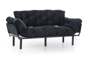 Mezonzo 3-sits Längsbäddad Bäddsoffa Fällbar 70x225 cm i Tyg - Svart - Möbler - Vardagsrum - Bäddsoffor