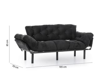 Mezonzo 3-sits Längsbäddad Bäddsoffa Fällbar 70x225 cm i Tyg - Svart - Möbler - Vardagsrum - Bäddsoffor