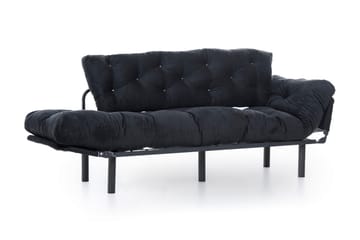 Mezonzo 3-sits Längsbäddad Bäddsoffa Fällbar 70x225 cm i Tyg - Svart - Möbler - Vardagsrum - Bäddsoffor