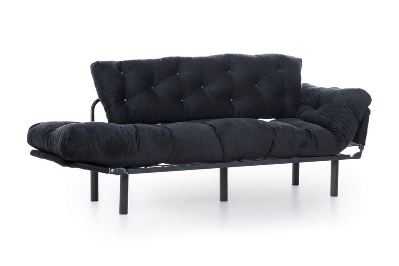 Mezonzo 3-sits Längsbäddad Bäddsoffa Fällbar 70x225 cm i Tyg - Svart - Möbler - Vardagsrum - Bäddsoffor