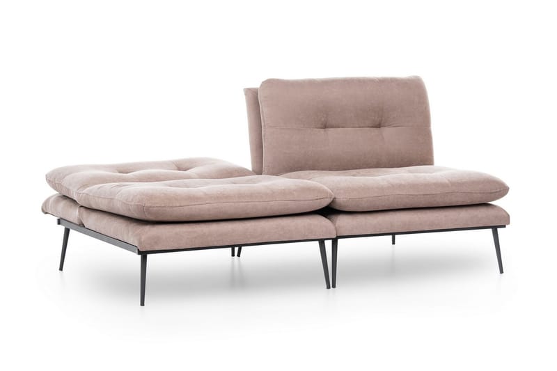 Mezonzo 3-sits Rektangulär Knappad Bäddsoffa i Sammet med Metallben - Brun - Möbler - Vardagsrum - Bäddsoffor