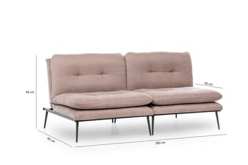 Mezonzo 3-sits Rektangulär Knappad Bäddsoffa i Sammet med Metallben - Brun - Möbler - Vardagsrum - Bäddsoffor