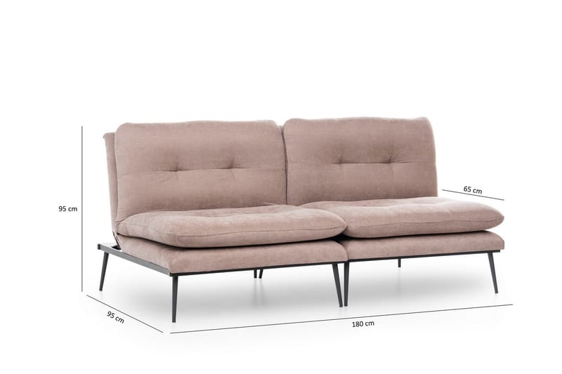 Mezonzo 3-sits Rektangulär Knappad Bäddsoffa i Sammet med Metallben - Brun - Möbler - Vardagsrum - Bäddsoffor