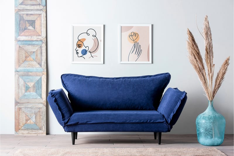 Mezonzo 3-sits Rektangulär Längsbäddad Bäddsoffa 50x190 cm i Tyg - Blå - Möbler - Vardagsrum - Bäddsoffor