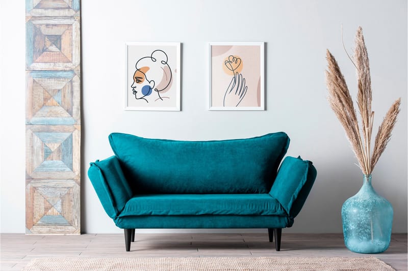 Mezonzo 3-sits Rektangulär Längsbäddad Bäddsoffa 50x190 cm i Tyg - Grön - Möbler - Vardagsrum - Bäddsoffor