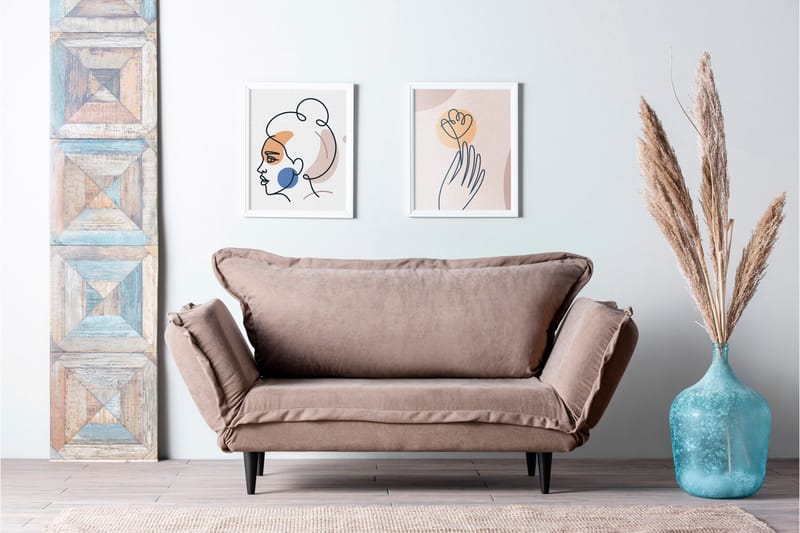 Mezonzo 3-sits Rektangulär Längsbäddad Bäddsoffa 50x190 cm i Tyg - Taupe - Möbler - Vardagsrum - Bäddsoffor