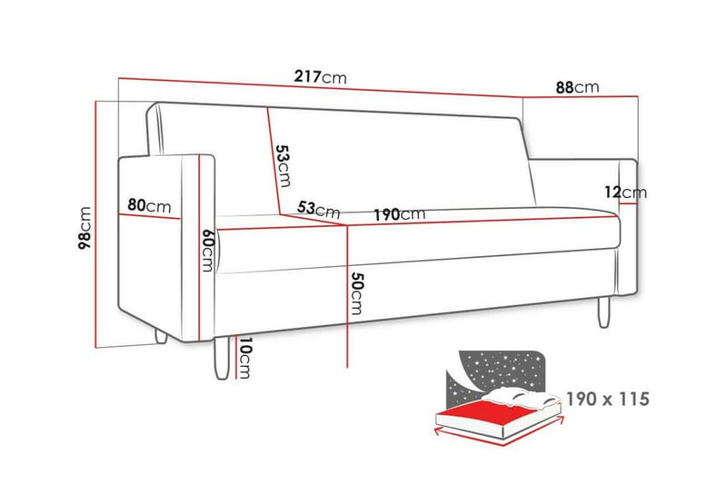 Midfeld 3-sits Bäddsoffa Ljusgrå - Bäddsoffor - 3-sits bäddsoffa