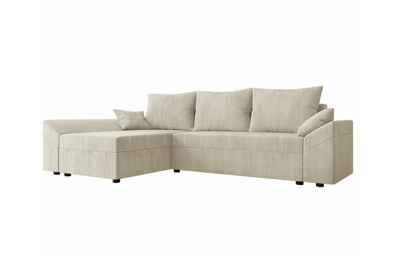 Midfeld 3-sits Hörnbäddsoffa 130x200 cm med Förvaring i Manchestertyg, Beige