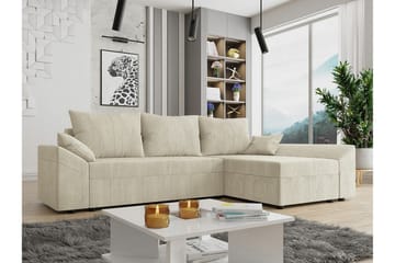 Midfeld 3-sits Hörnbäddsoffa 130x200 cm med Förvaring i Manchestertyg - Beige - Möbler - Vardagsrum - Bäddsoffor