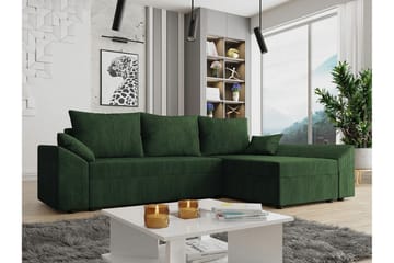 Midfeld 3-sits Hörnbäddsoffa 130x200 cm med Förvaring i Manchestertyg - Grön - Möbler - Vardagsrum - Bäddsoffor
