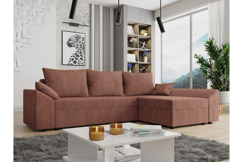 Midfeld 3-sits Hörnbäddsoffa Brown - Möbler - Vardagsrum - Bäddsoffor - Hörnbäddsoffa