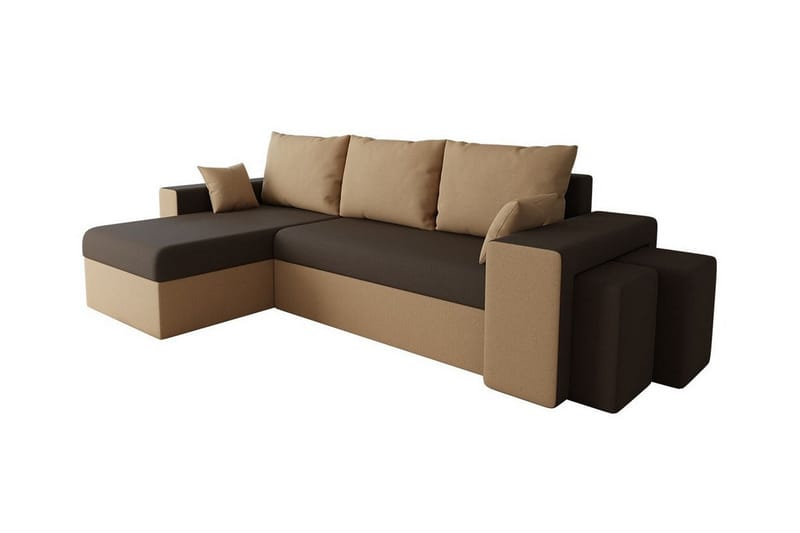 Midfeld 3-sits Hörnbäddsoffa Brun/Svart - Möbler - Vardagsrum - Bäddsoffor - Hörnbäddsoffa